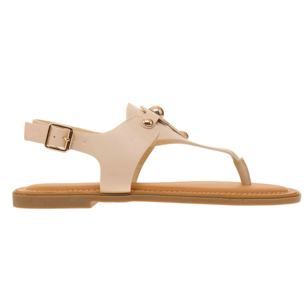 Thong-strapped Nude Sandals with Rubber/Plastic soles